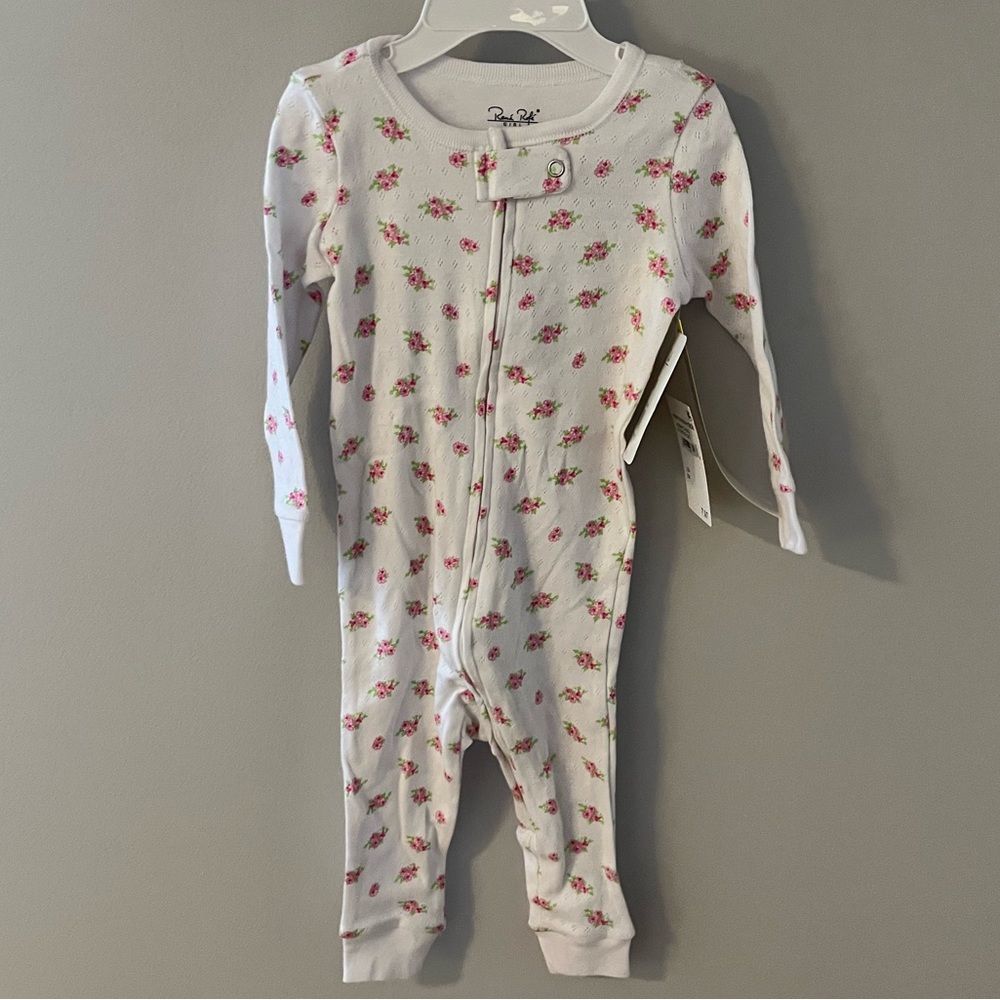 Pink Flowers baby zipper pajamas